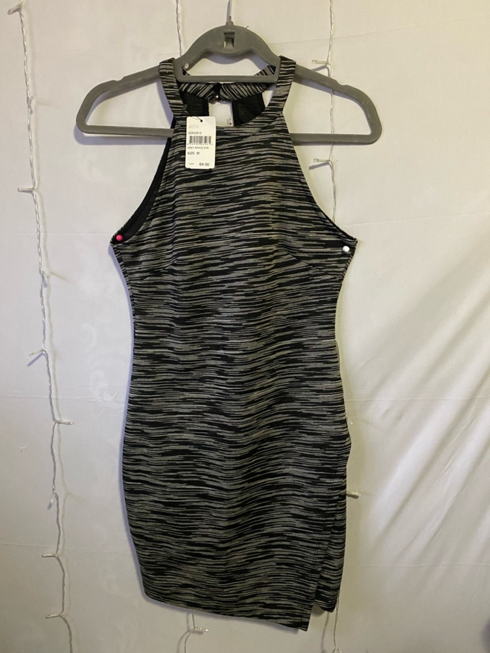 Astr Textured Gray Halter Mini Dress